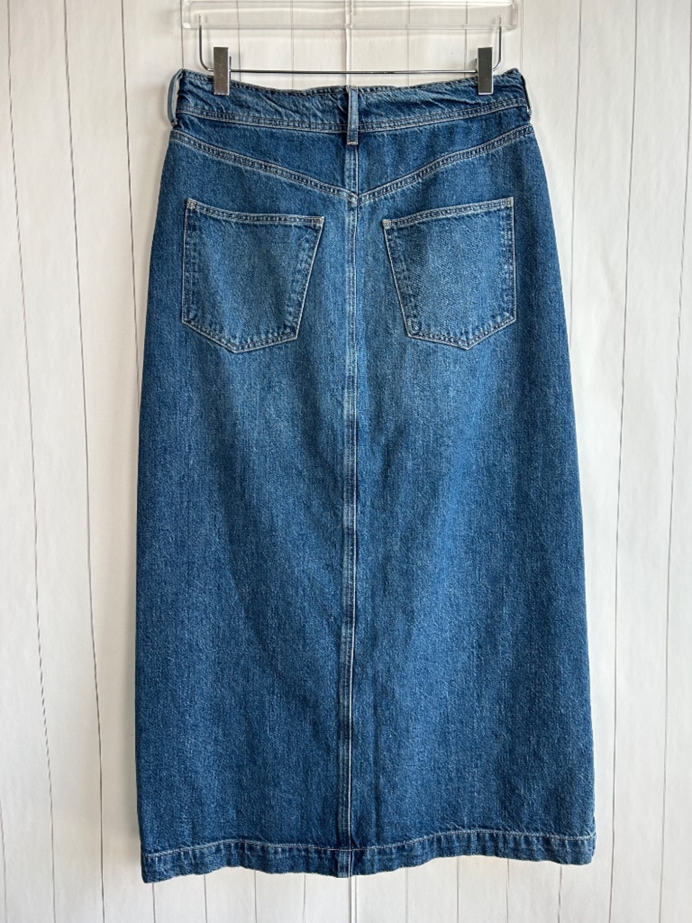 Boden size 8 maxi denim jean skirt front slit blue medium wash western rodeo - Picture 4 of 8